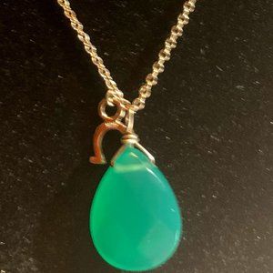 925 Sterling Silver & Emerald Gemstone Chain Necklace